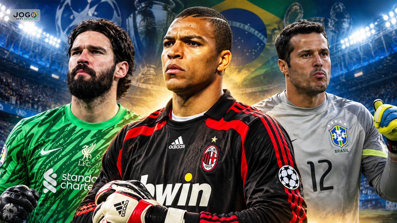 “Dida com a camisa do Milan, Alisson Becker com o uniforme do Liverpool e Júlio César com a camisa da Seleção Brasileira ilustram o ranking dos 10 maiores goleiros brasileiros do século XXI.”